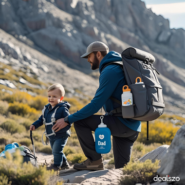 A dad hiking with a rugged, unisex diaper bag for dads, packed with baby essentials and a cool, masculine design