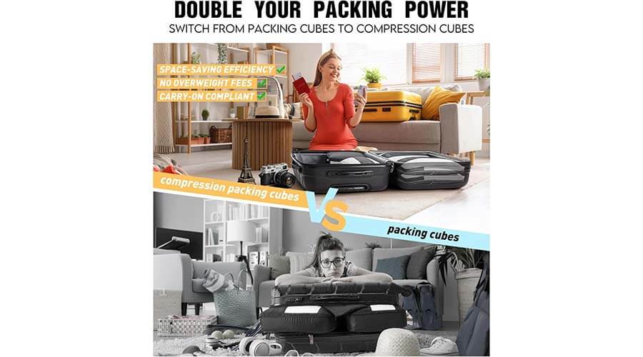 10 Set Compression Packing Cubes for Travel Essentials,Compressible Expandable Packing Cubes for Suitcase